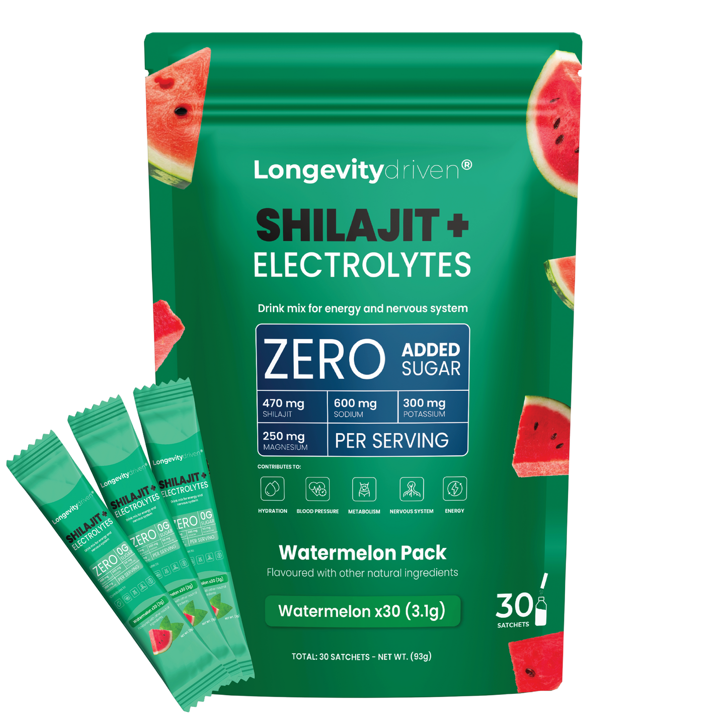 Shilajit+ Electrolytes Watermelon Pack 30 Servings